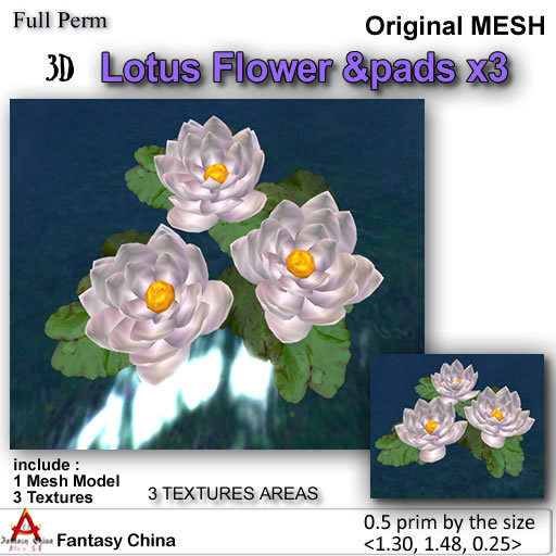FC- Mesh Lotus Flower &pads x3 