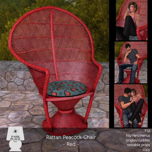 [Park Place] Rattan Peacock Chair -Red