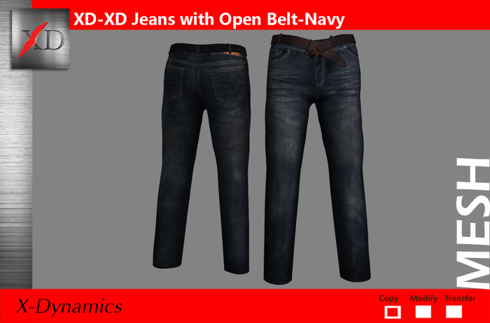 XD Jeans With Open Belt Navy Boxed