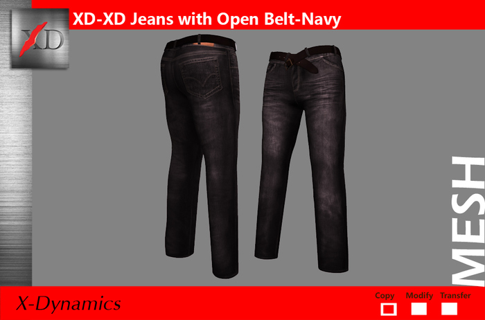 XD Jeans With Open Belt Black Boxed