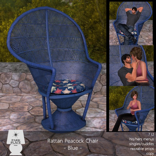 [Park Place] Rattan Peacock Chair -Blue