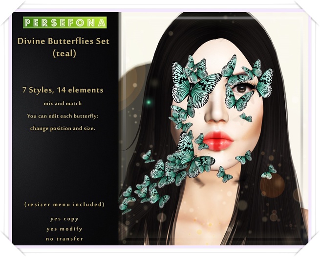Persefona Divine Butterflies SET (teal)
