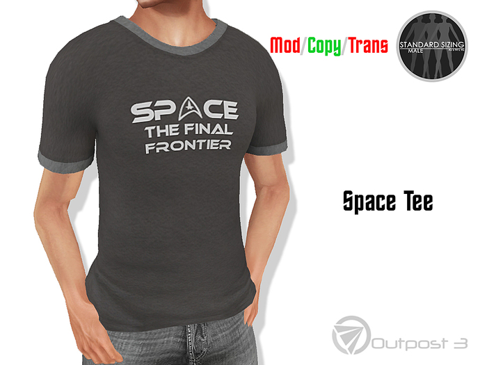 Outpost 3 - Male Ringer Tee Space Charcoal Heather