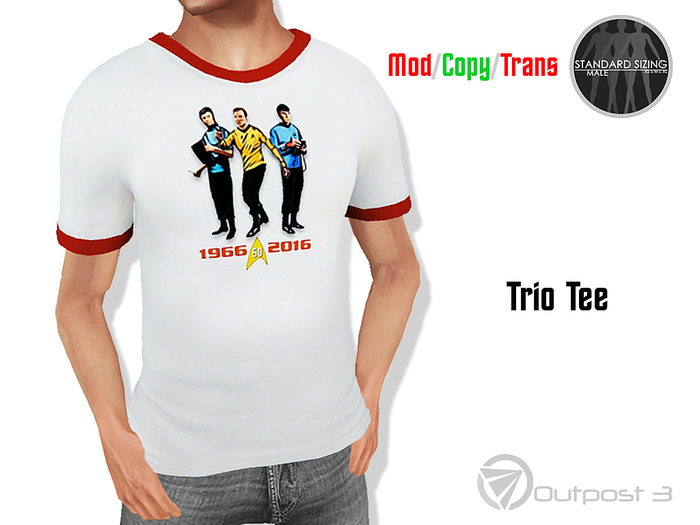 Outpost 3 - Male Ringer Tee Trio White