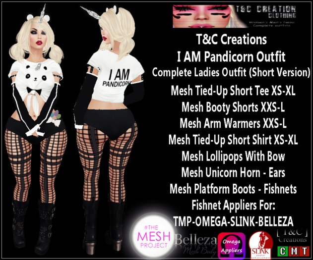 T&C ::: I Am Pandicorn ::: Mesh Outfit (Short Version) APPLIERS