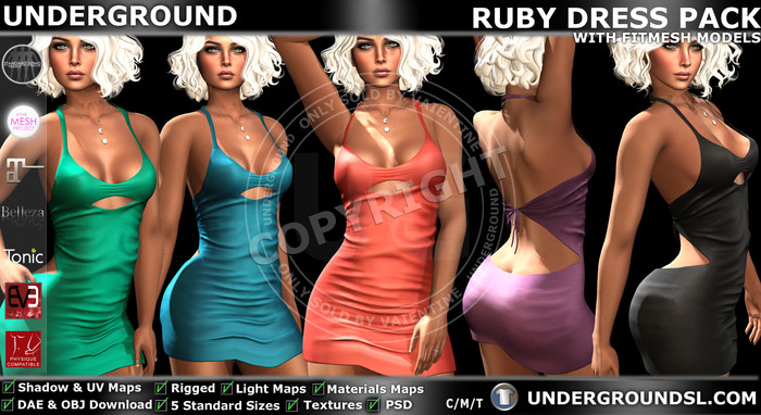 [UG MESH] RUBY DRESS PACK+ FITTED