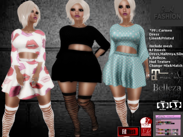 *PF::Carmen Dress Linen&Printed