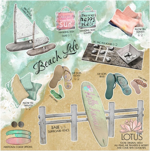 LOTUS. Beach Life - Surfboard Fence RARE