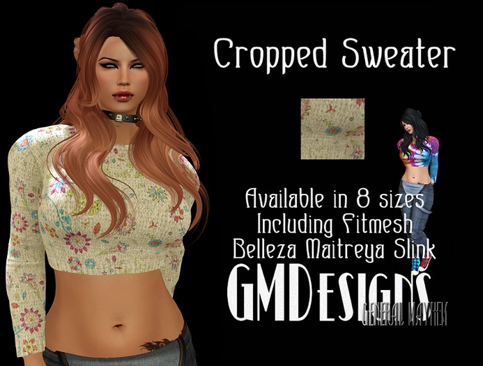 GMDesigns Flowers Cropped Sweater