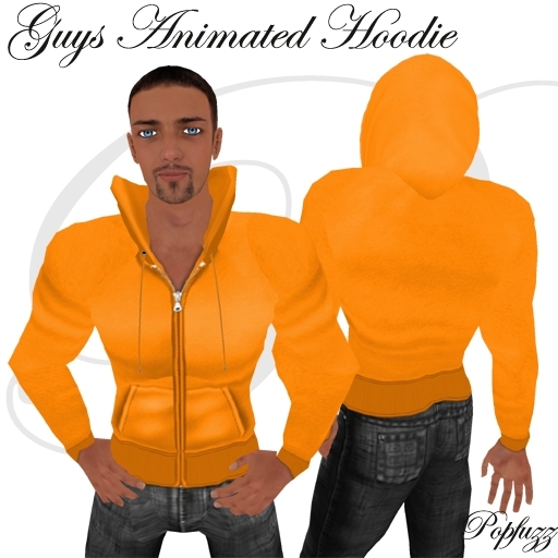 Guys Orange Hoodie - Dude by PopFuzz