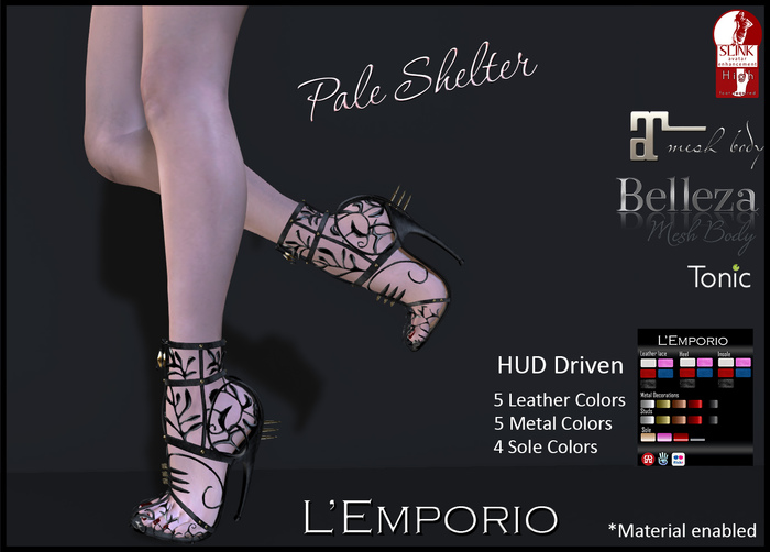 D*E*M*O  L'Emporio ::*Pale Shelter*:: Shoes Slink/Maitreya/Bell