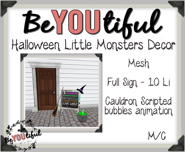 BeYouTiful} Halloween Monsters live here Decor.