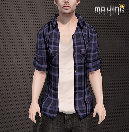 [MR] Shirt Neck V Blue ::Mesh::