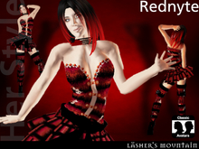 Rednyte - Red and Black Outfit with Thigh High Leg Bands