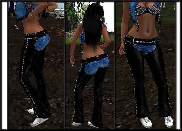 Bootcut Leather Chaps - multi bodies hud driven