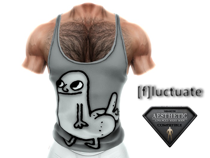 [f] fluctuate - Tank Top - Razorback - Dick Butt Grey