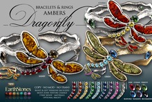 EarthStones Dragonfly Bracelets & Rings - Amber