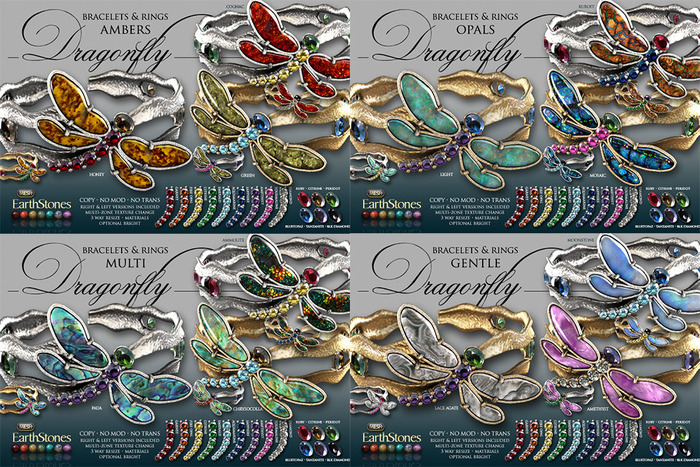 EarthStones Dragonfly Bracelets & Rings - Treasure Pack (wear)