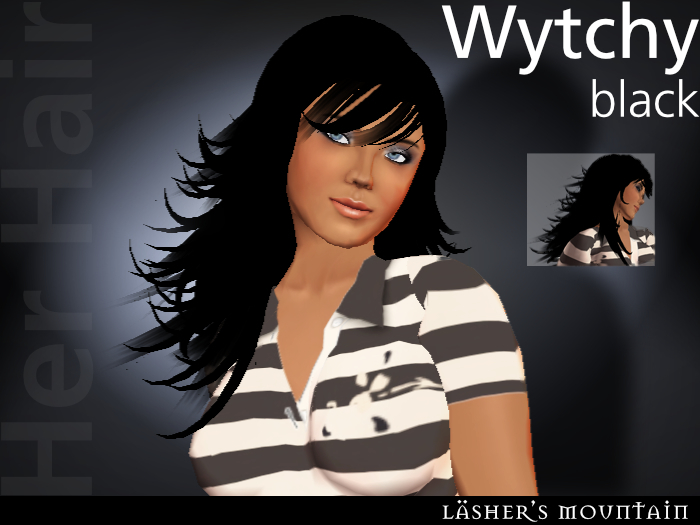 Wytchy - el pelo largo negro y rizado de la mujer - revender