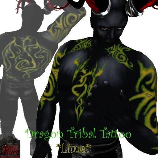 ~CB DRAGON TRIBAL TATTOO *LIME*