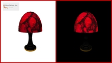 Modern red couch lamp with light bulp