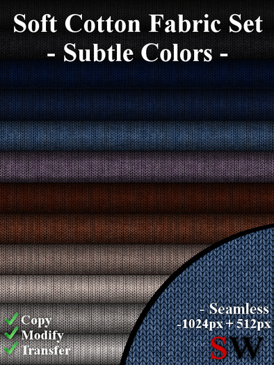 -SW- Soft Cotton Texture Pack Subtle Colors  -1024/512-