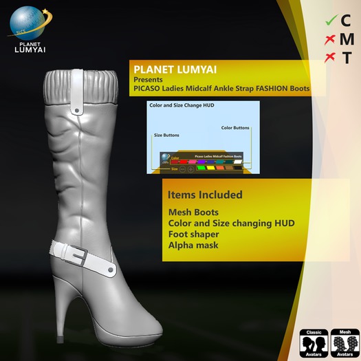 Planet Lumyai Picaso Ladies Midcalf Ankle Strap FASHION Boots