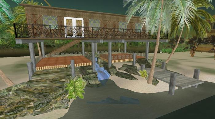 Boxed Beachside Tiki Home 202prims