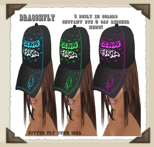 **DD**Fly Fitted PunkGirl Cap*3 Built In Colors*