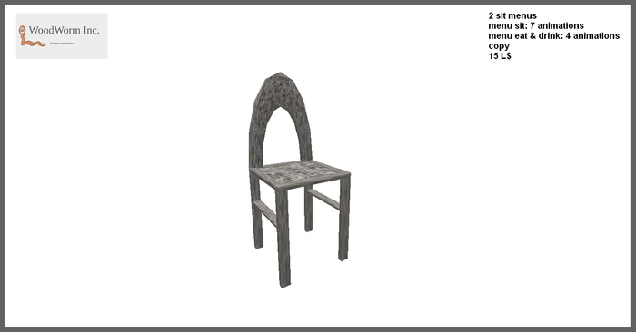 1 prim stone chair in Middle Age style with two sit menus