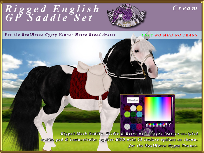 *E* Rigged GP English Saddle Set  [BOXED] RHGV Cream