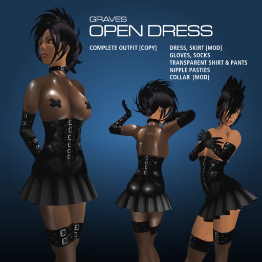GRAVES Open Dress - black leather latex