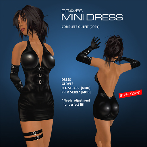 GRAVES Mini Dress - black leather latex