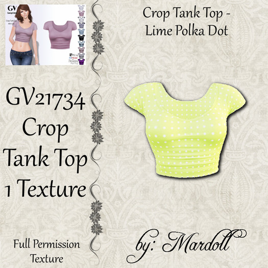 GV21734 Crop Tank Top Lime Polka Dot