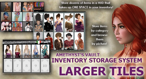 Amethyst's Vault Wearable HUD  Inventory System - Larger Tiles