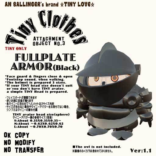 Tiny Clothes " FULLPLATE ARMOR(Black)"