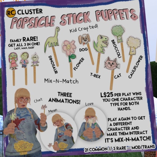 -RC- Popsicle Puppet - Cat - Love