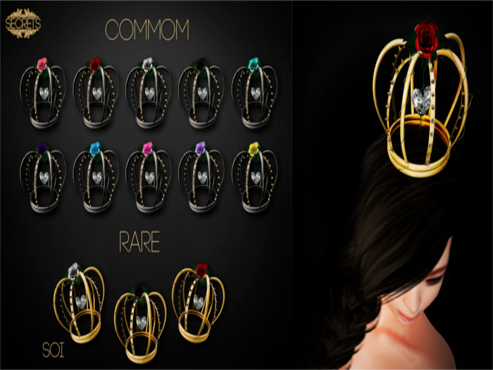 -SECRETS- Rose Queen Crown - Gold/Black RARE
