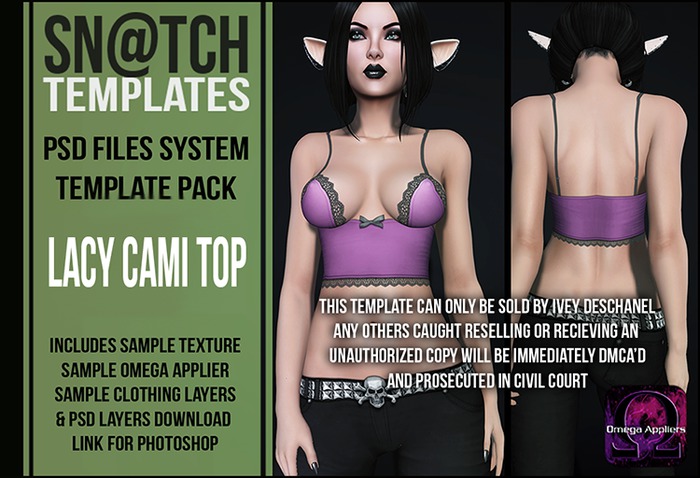:::Sn@tch Templates-Lacy Cami Top:::