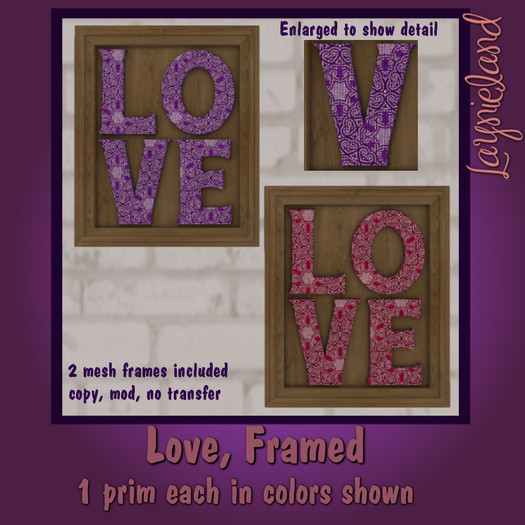 ~LL~ Love, Framed - Purple & Fuscia (bagged)