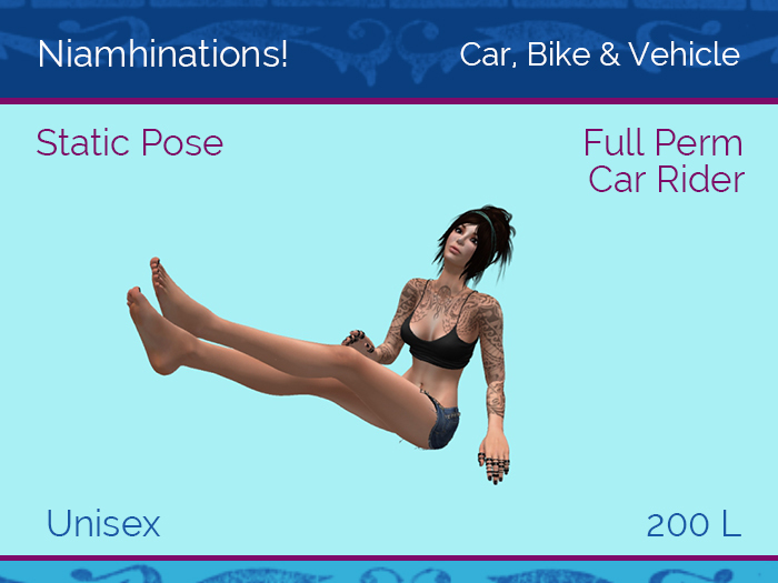 Car, Bike, Boat & Rides - OOO - Unisex - Full Perm Poses & Animations from Niamhinations!