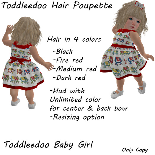 Toddleedoo Hair Poupette Black & Red