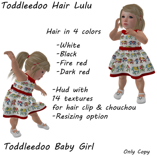 Toddleedoo Hair Lulu Black - White & Red
