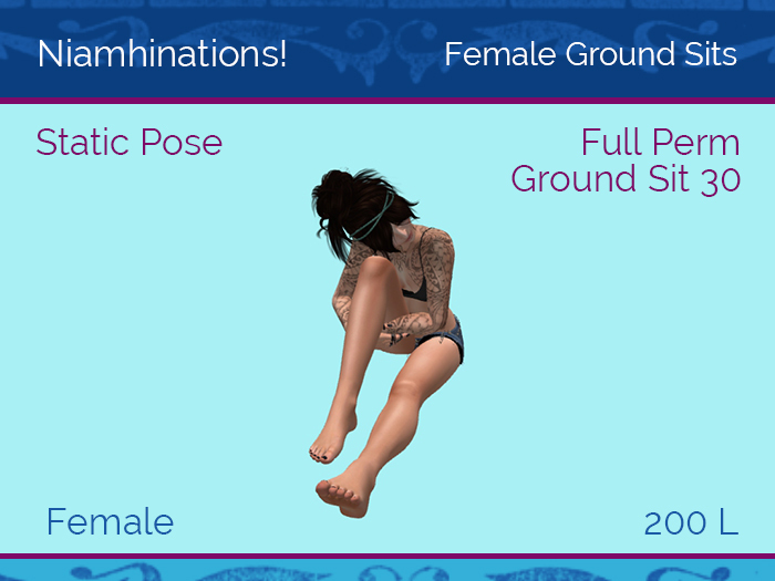 Ground Sits - Ground Sit 30 - Female - Full Perm Poses & Animations from Niamhinations!
