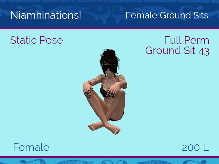 Ground Sits - Ground Sit 43 - Female - Full Perm Poses & Animations from Niamhinations!