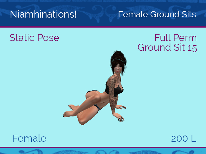 Ground Sits - Ground Sit 15 - Female - Full Perm Poses & Animations from Niamhinations!