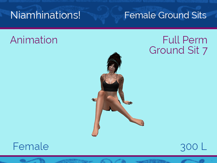 Ground Sits - Animated Ground Sit 7 - Female - Full Perm Poses & Animations from Niamhinations!