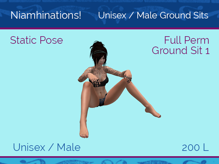 Ground Sits - Ground Sit 1 - Unisex - Full Perm Poses & Animations from Niamhinations!