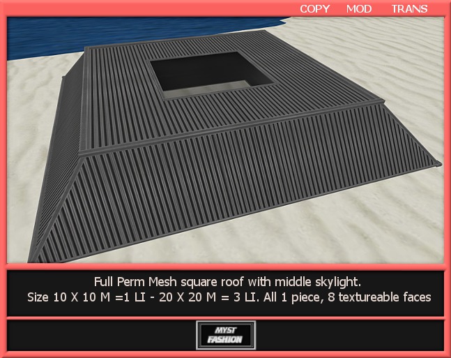 Mesh Square Roof W Skylight Full Perm - Boxed