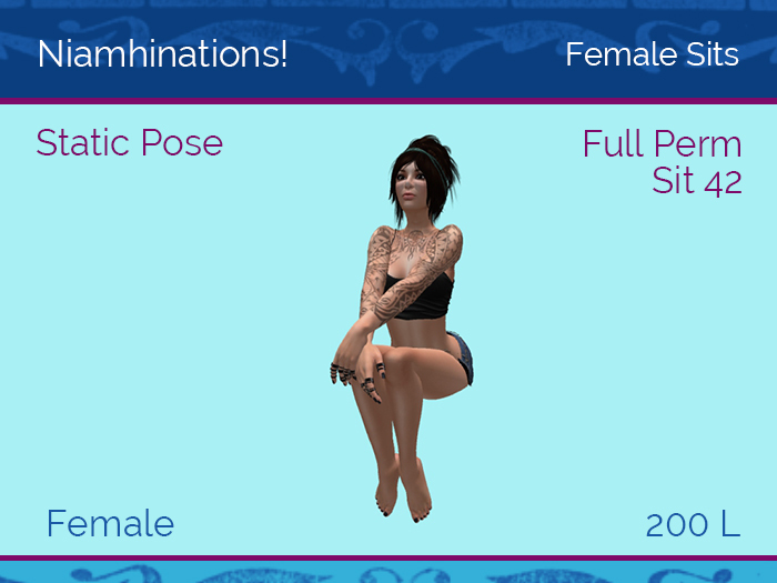 Sits - Sit 42 - Female - Full Perm Poses & Animations from Niamhinations!
